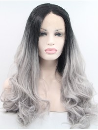 Lace Front 28" Curly Ombre Synthetic Wigs