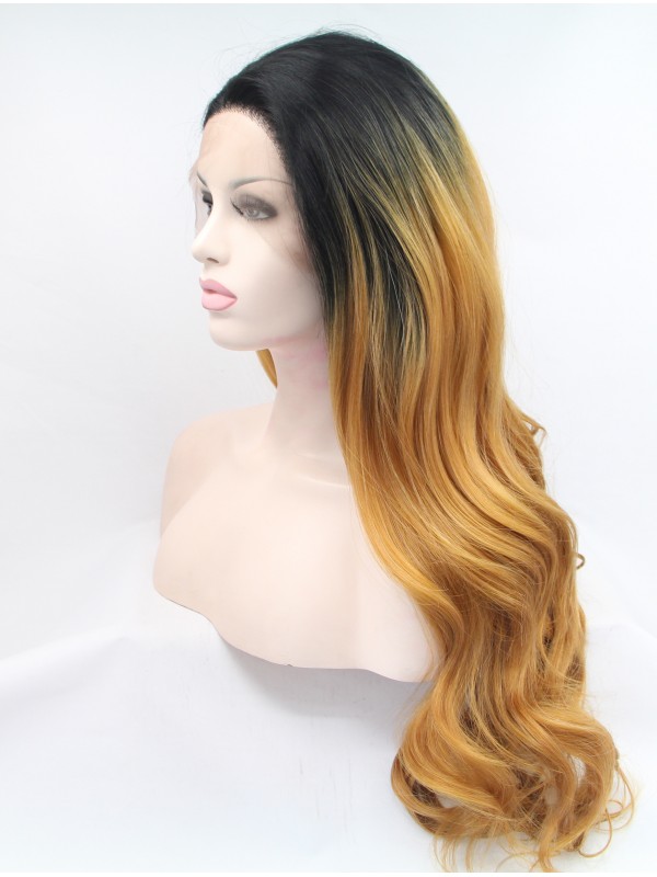28" Curly Ombre Synthetic Lace Front Wigs