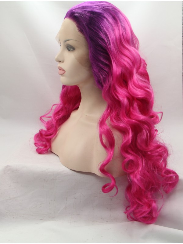 28" Curly Ombre Synthetic Lace Front Wigs