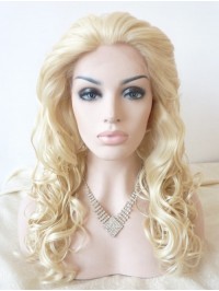 22" Curly Black Lace Front Synthetic Wigs