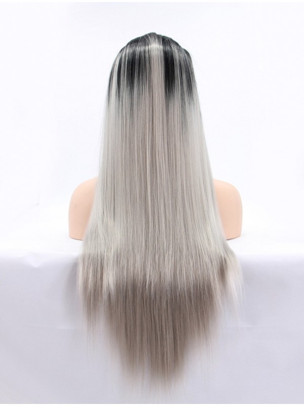 26" Straight Ombre  Lace Front Synthetic Wigs