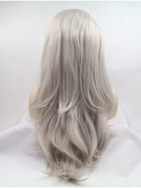 Layered 20" Wavy Grey Lace Front Synthetic Wigs