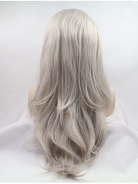 Layered 20" Wavy Grey Lace Front Synthetic Wigs