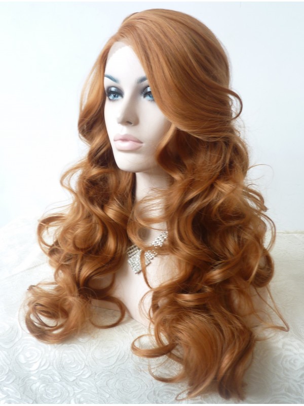 28" Curly Blonde Lace Front Synthetic Wigs
