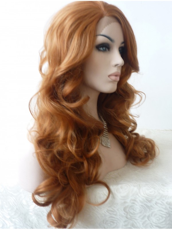 28" Curly Blonde Lace Front Synthetic Wigs