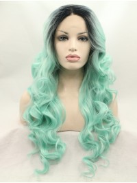 Black 26" Curly Lace Front Synthetic Wigs