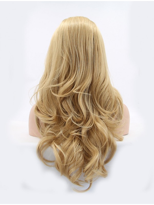 30" Curly Blonde Layered Synthetic Lace Front Wigs