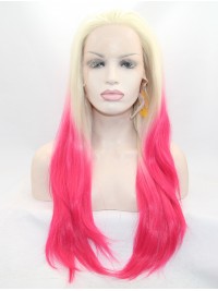 30" Straight Ombre Layered Lace Front Long Synthetic Wigs