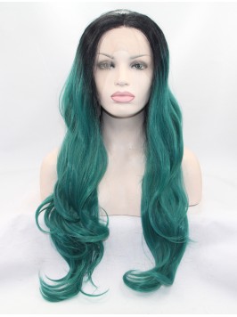 28" Wavy White Layered Synthetic Lace Front L...