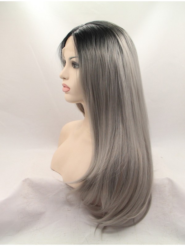 28" Straight Ombre Layered Lace Front Synthetic Wigs