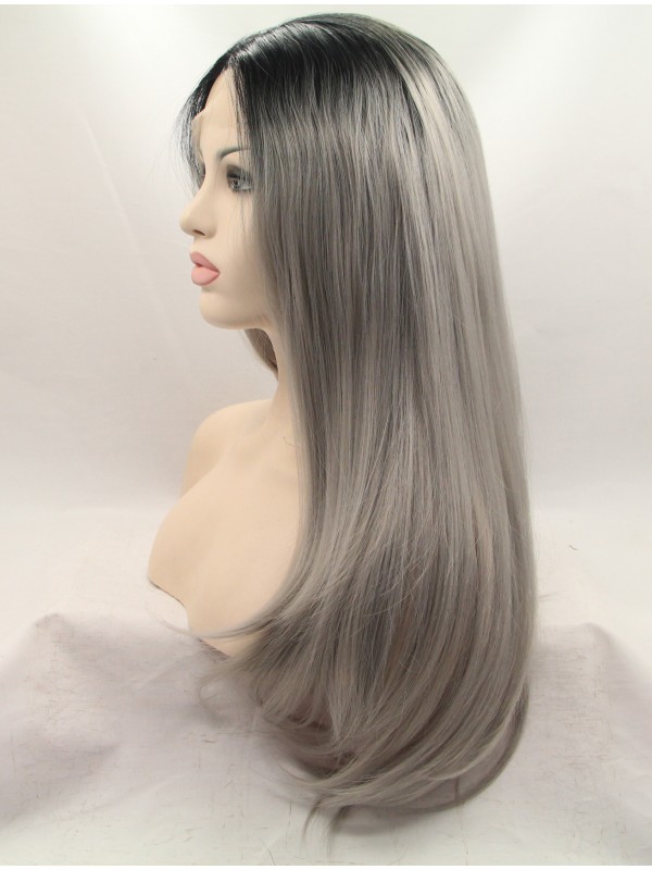 28" Straight Ombre Layered Lace Front Synthetic Wigs