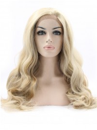 24" Wavy Black  Lace Front Synthetic Wigs