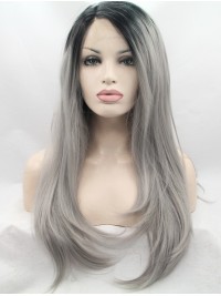 26" Straight Ombre Layered Lace Front Synthetic Wigs