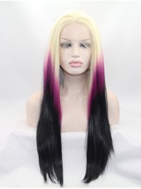 26" Straight Ombre  Lace Front Synthetic Wigs