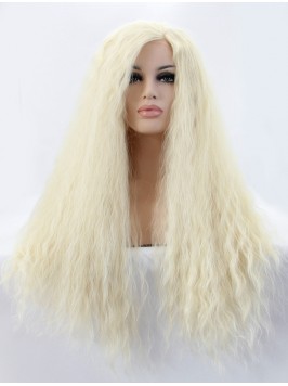Long Blonde Curly Mit Dem Pony Lace Front Syntheti...