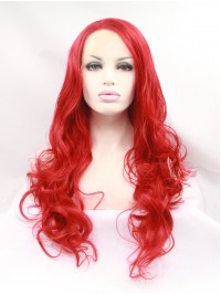 30" Curly Red  Synthetic Lace Front Wigs