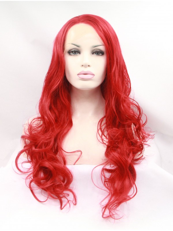 30" Curly Red  Synthetic Lace Front Wigs