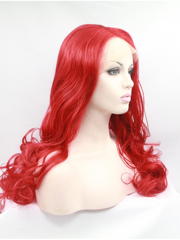 30" Curly Red  Synthetic Lace Front Wigs