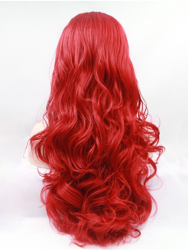 30" Curly Red  Synthetic Lace Front Wigs