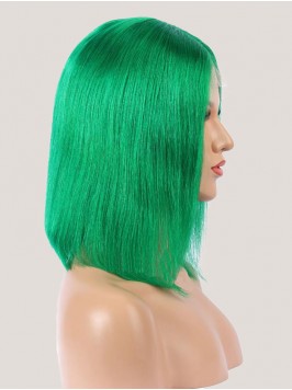 Medium Straight Dark Green Bob Lace Front Human Ha...