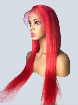 Long Smooth Red Lace Front Human Hair Wigs With Ba...