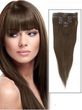 7 Piece Silky Straight Clip In Human Hair Extensio...