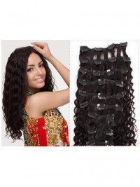 9Pcs Full Head Deep Curly Clip In Brazilian Remy Human Hair Extensions
