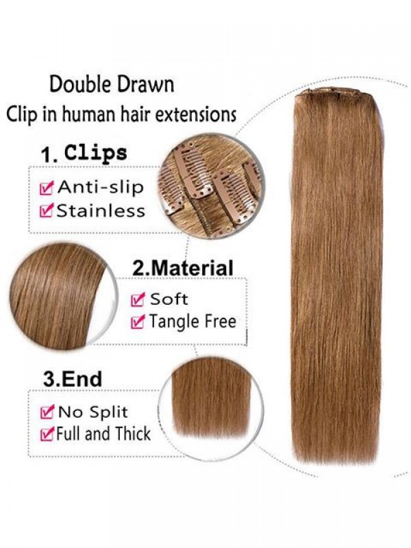 Clip In Hair Extensions Human Hair Double Drawn Human Hair Extensions