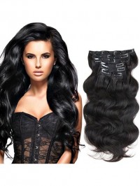 Full Head Clip In Hair Extensions Body Wave Human Hair Weft