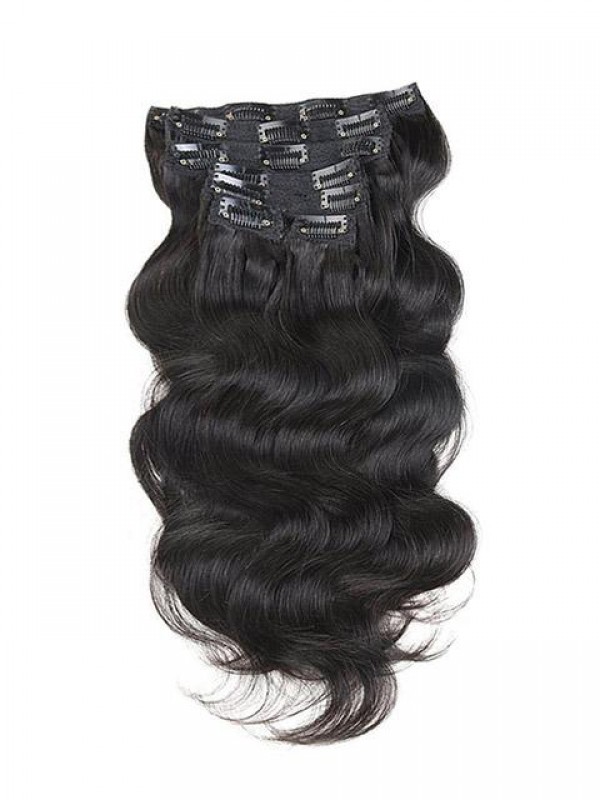 Full Head Clip In Hair Extensions Body Wave Human Hair Weft