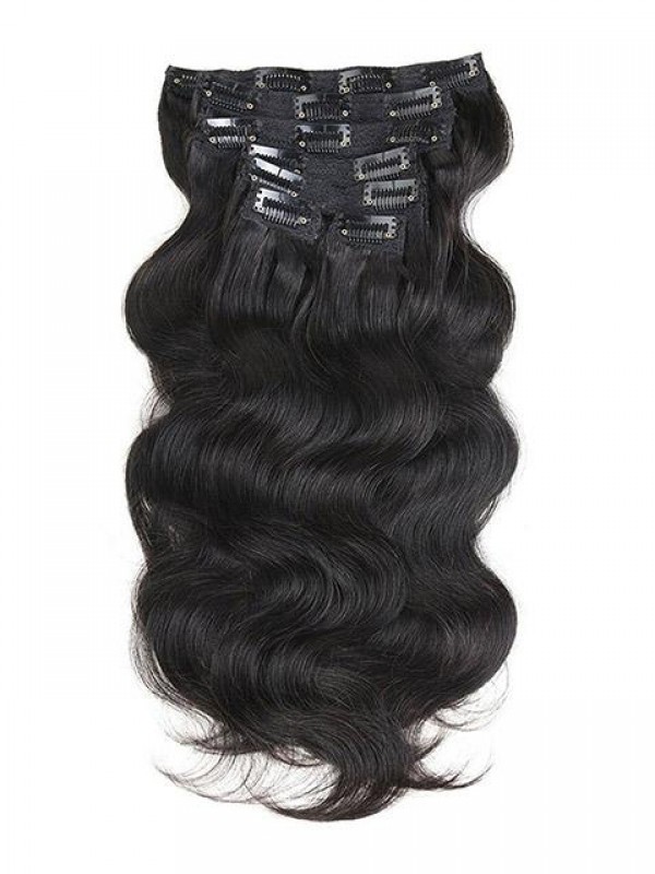 Full Head Clip In Hair Extensions Body Wave Human Hair Weft