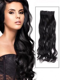 Jet Black Instant One Piece Body Wave Human Hair Extension