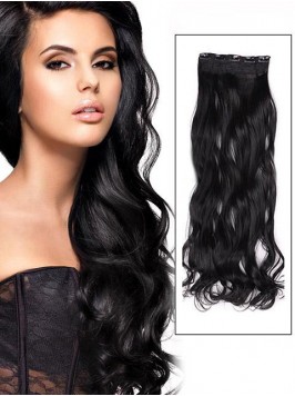 Jet Black Instant One Piece Body Wave Human Hair E...