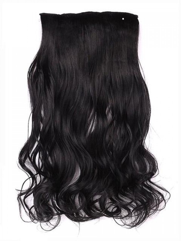 Jet Black Instant One Piece Body Wave Human Hair Extension