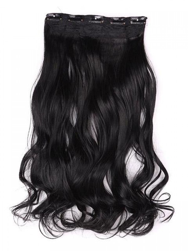 Jet Black Instant One Piece Body Wave Human Hair Extension