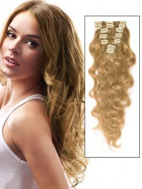 Remy Human Hair Wavy 7 Pcs Clip In Hair Extensions