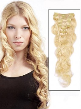 Remy Human Wavy 7 Pcs Clip In Hair Extensions