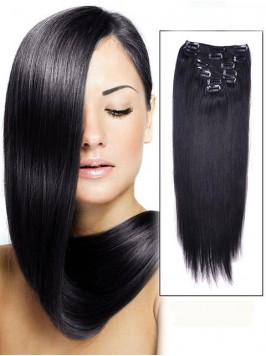 Straight 7 Pcs Clip In Hair Extensions Remy Human ...