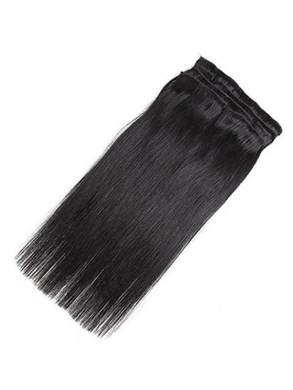 Virgin Clip In Real Human Hair Straight Natural Black 7Pieces