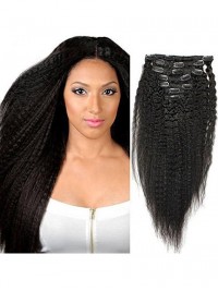 Virgin Human Hair Afro Kinky Straight Clip In Hair Extension