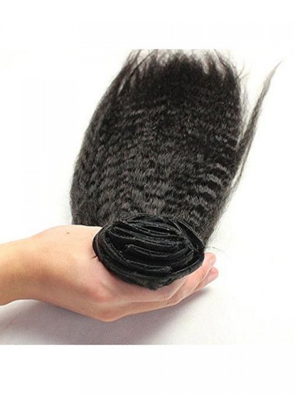 Virgin Human Hair Afro Kinky Straight Clip In Hair Extension