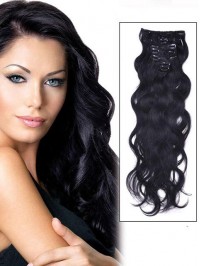 Wavy 7 Pcs Clip In Human Hair Extensions