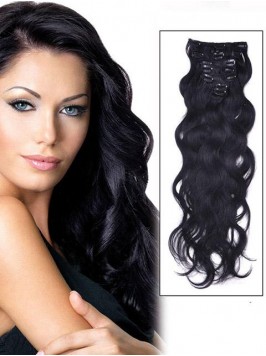 Wavy 7 Pcs Clip In Human Hair Extensions