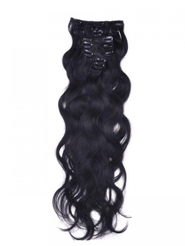 Wavy 7 Pcs Clip In Human Hair Extensions