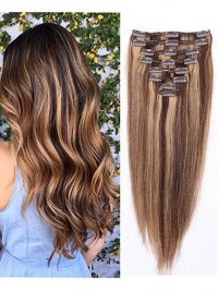 Wavy 8 Pcs Clip In Remy Human Hair Extensions