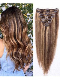 Wavy 8 Pcs Clip In Remy Human Hair Extensions