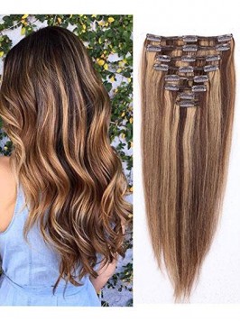 Wavy 8 Pcs Clip In Remy Human Hair Extensions