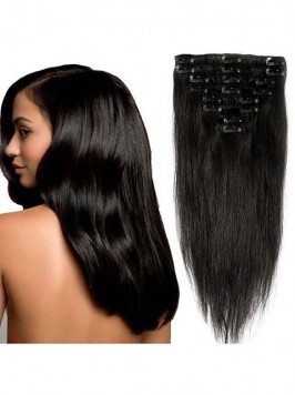 10 Inch Jet Black Clip In Remy Human Hair Extensio...