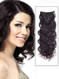 Wavy Natural Black 9 Pcs Clip In Remy Human Hair Extensions