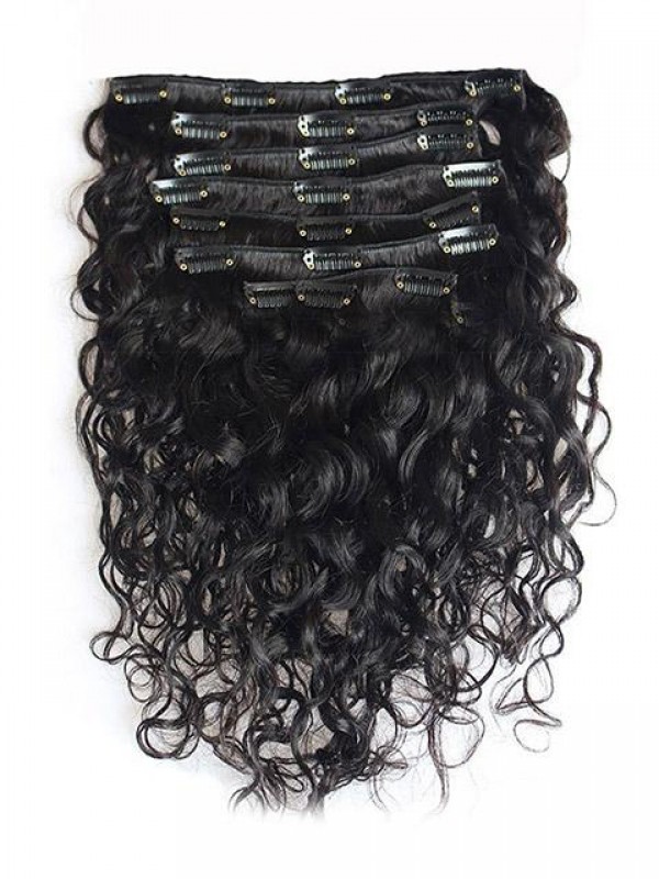 7 Pcs Clip In Beautiful Long Curly Human Hair Extension